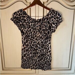 INC International Concepts INC Leopard Print Cap Sleeve Top Size Small